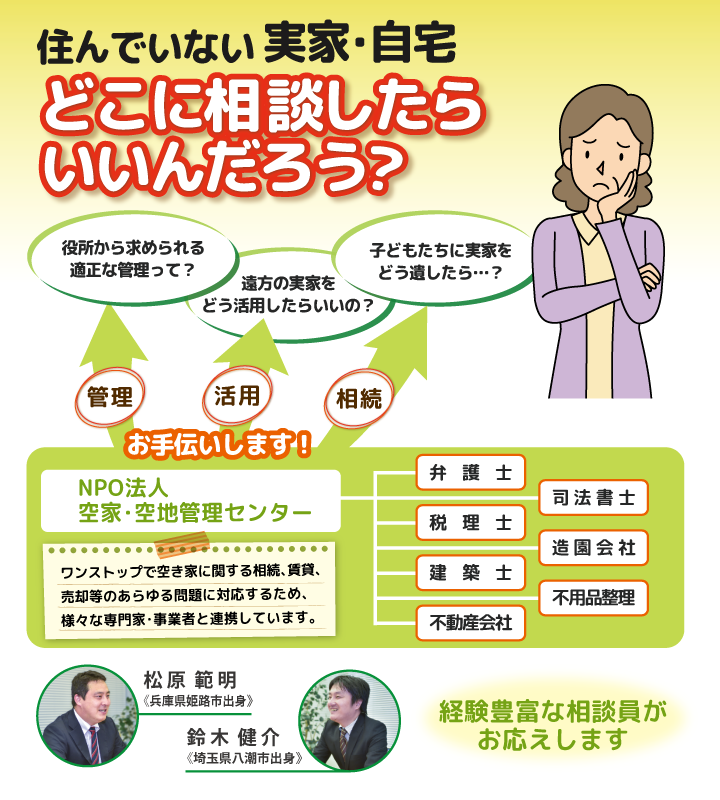 住んでいない実家・自宅　どこに相談したらいいんだろう？経験豊富な相談員がお答えします